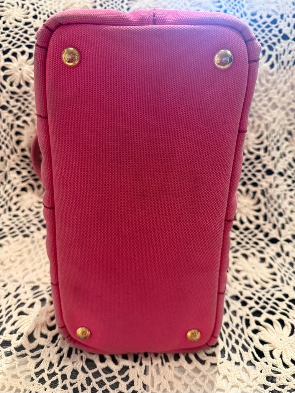 Prada Pink Canapa Canvas Tote with Floral Scarf Accent